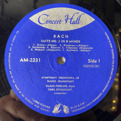 Винтажная виниловая пластинка LP J. S. Bach Бах, Symphonie-Orchester Radio Frankfurt, Suites For Orchestra, No. 2 In B-Minor With Solo Flute. No. 3 In D Major (Германия 1962)