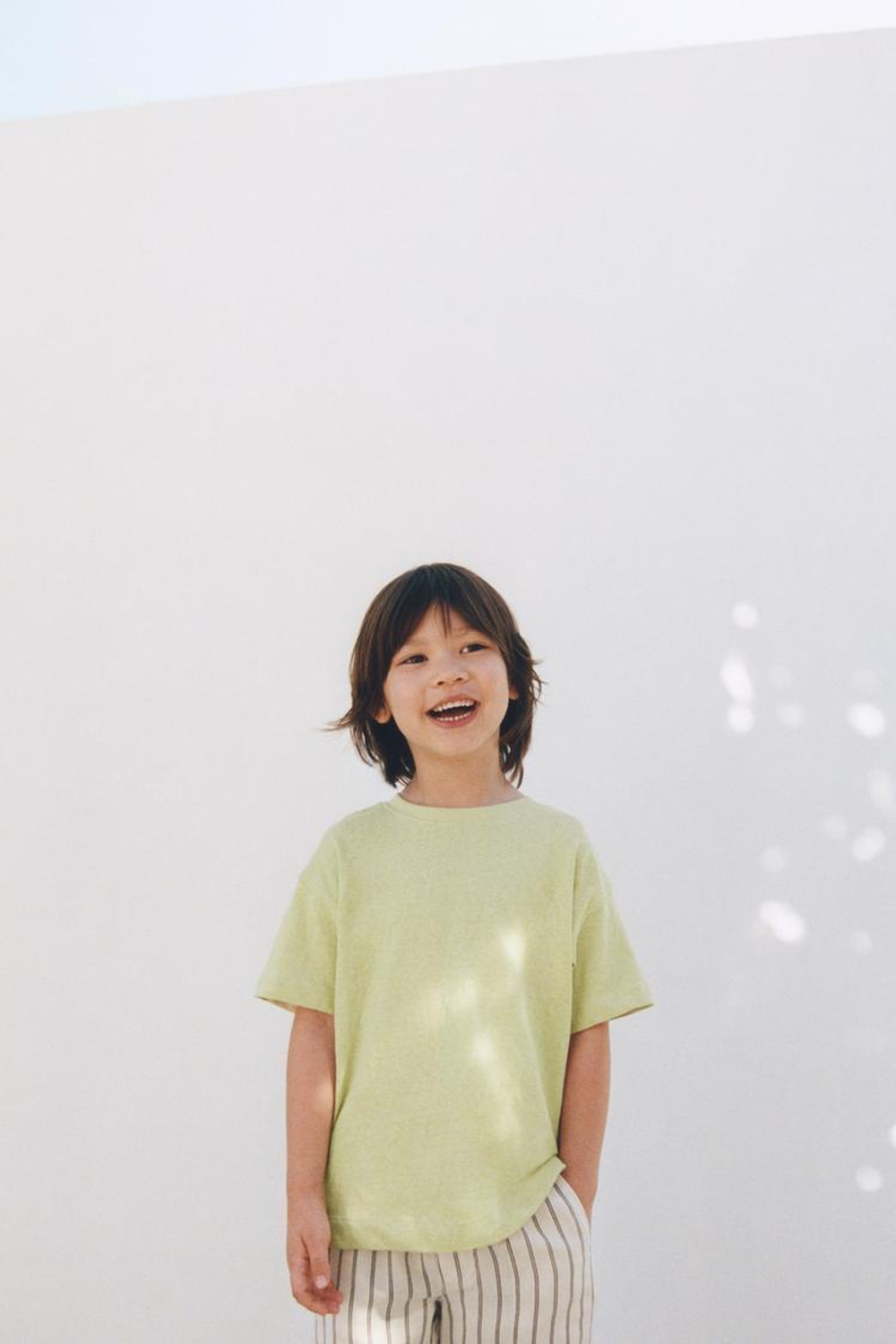 ZARA ФУТБОЛКА ИЗ ХЛОПКА, СВЕТЛО-ЗЕЛЕНЫЙ