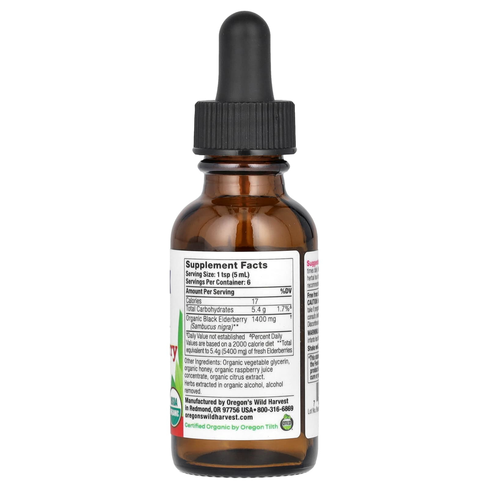 Oregon's Wild Harvest, Органический мед из черной бузины, без спирта, 30 мл (1 жидк. унц.)