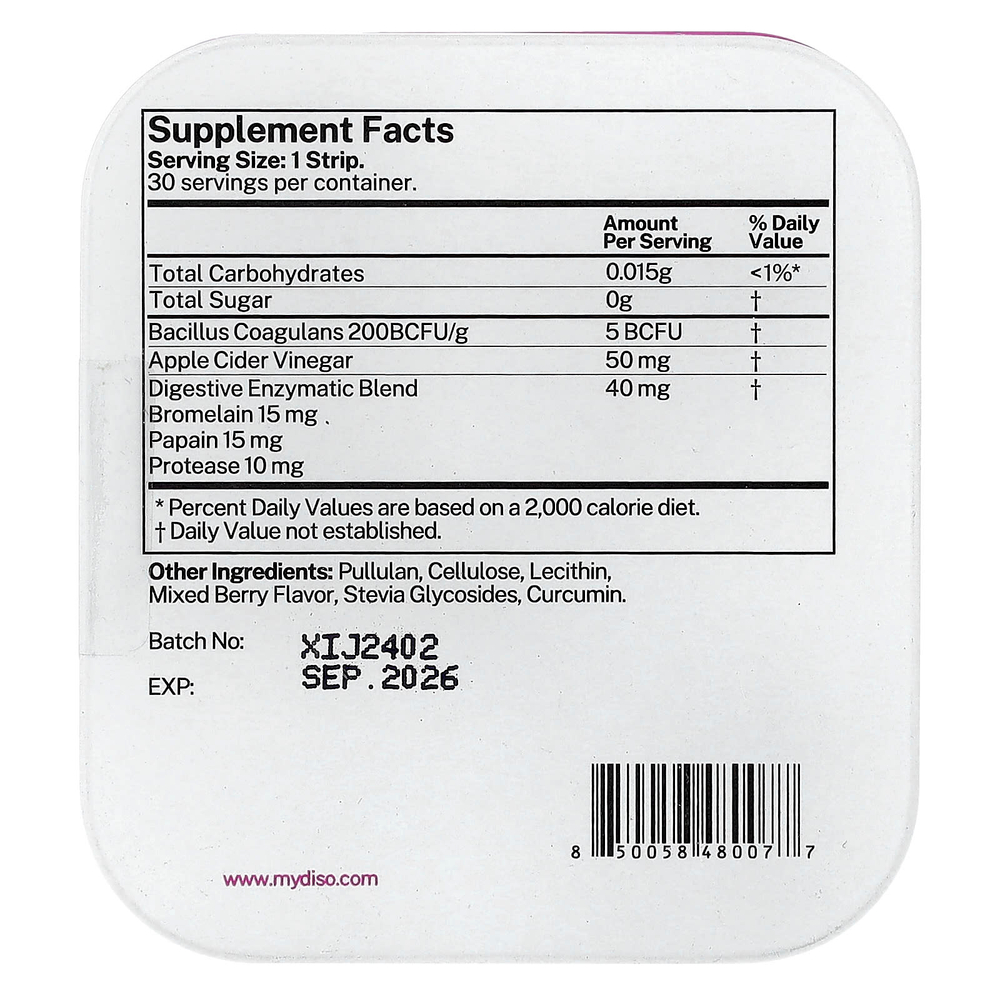 Diso, Biotic, ягодный вкус, 30 полосок для полости рта