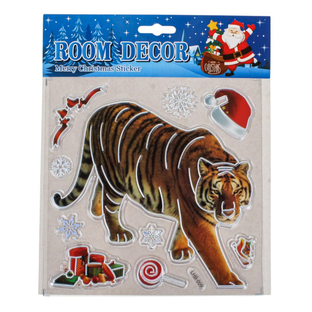 Наклейка новогодняя 18*22 см, 6 видов микс, пакет