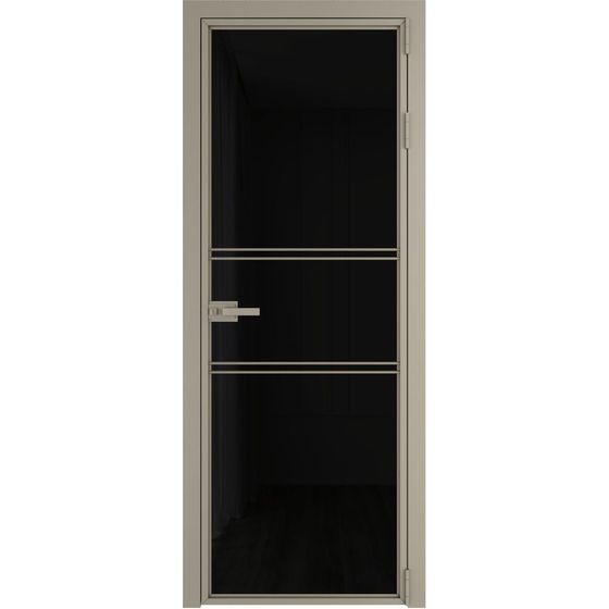 Алюминиевая дверь 2AХ никель матовый стекло чёрный триплекс