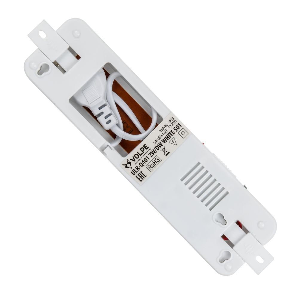 ULR-Q401 2W-DW WHITE S01 Светильник светодиодный аварийного освещения ВЫХОД. Дневной свет 6500K. Встроенный аккумулятор AC-DС. Корпус белый. ТМ Volpe.