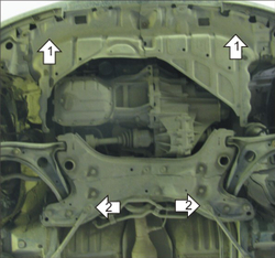 Защита картера Двигателя, КПП. 2 мм, Сталь. для Toyota Yaris Verso 1999-2005, Toyota Yaris 1999-2005 MOTODOR.02521