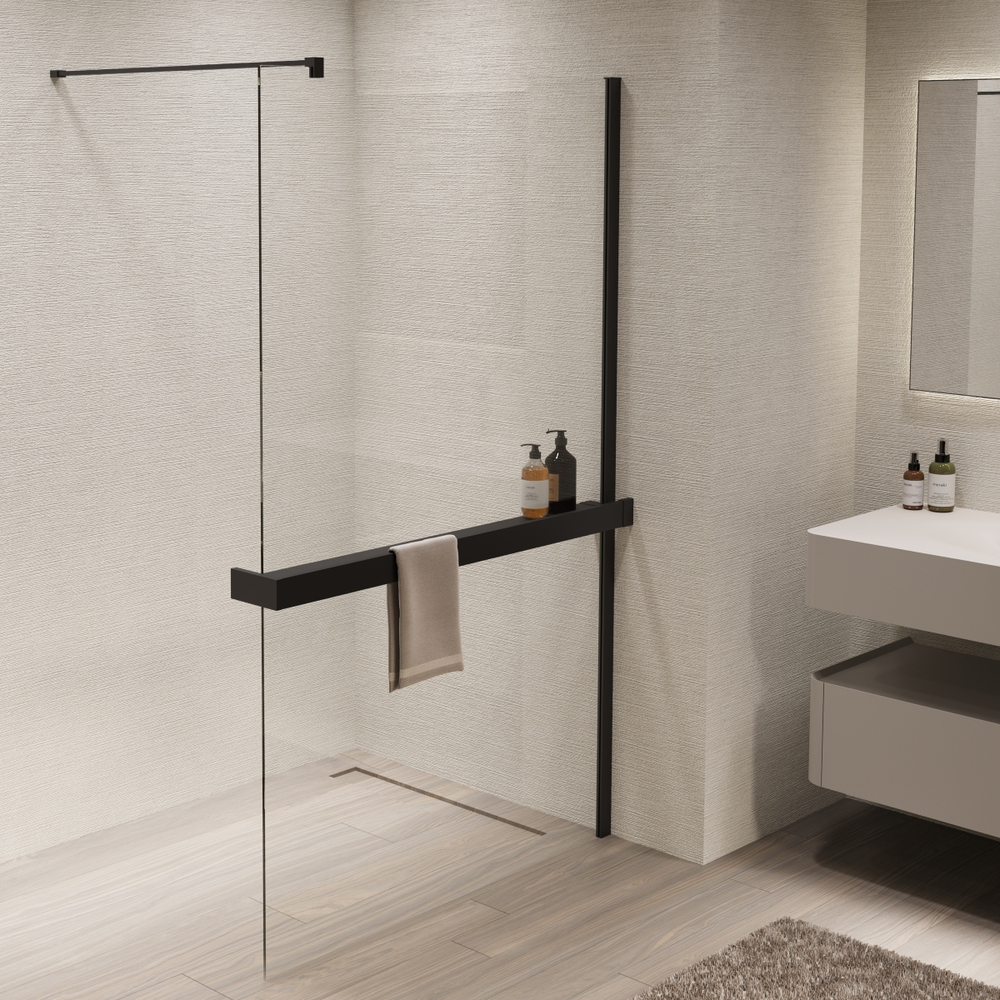 Душевая перегородка Walk-In VSW-1HR120CLB, 1200*2000, черный, стекло прозрачное