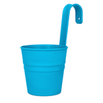 Кашпо "Ведро декоративное" настенное с крючком для подвеса, цвет голубой