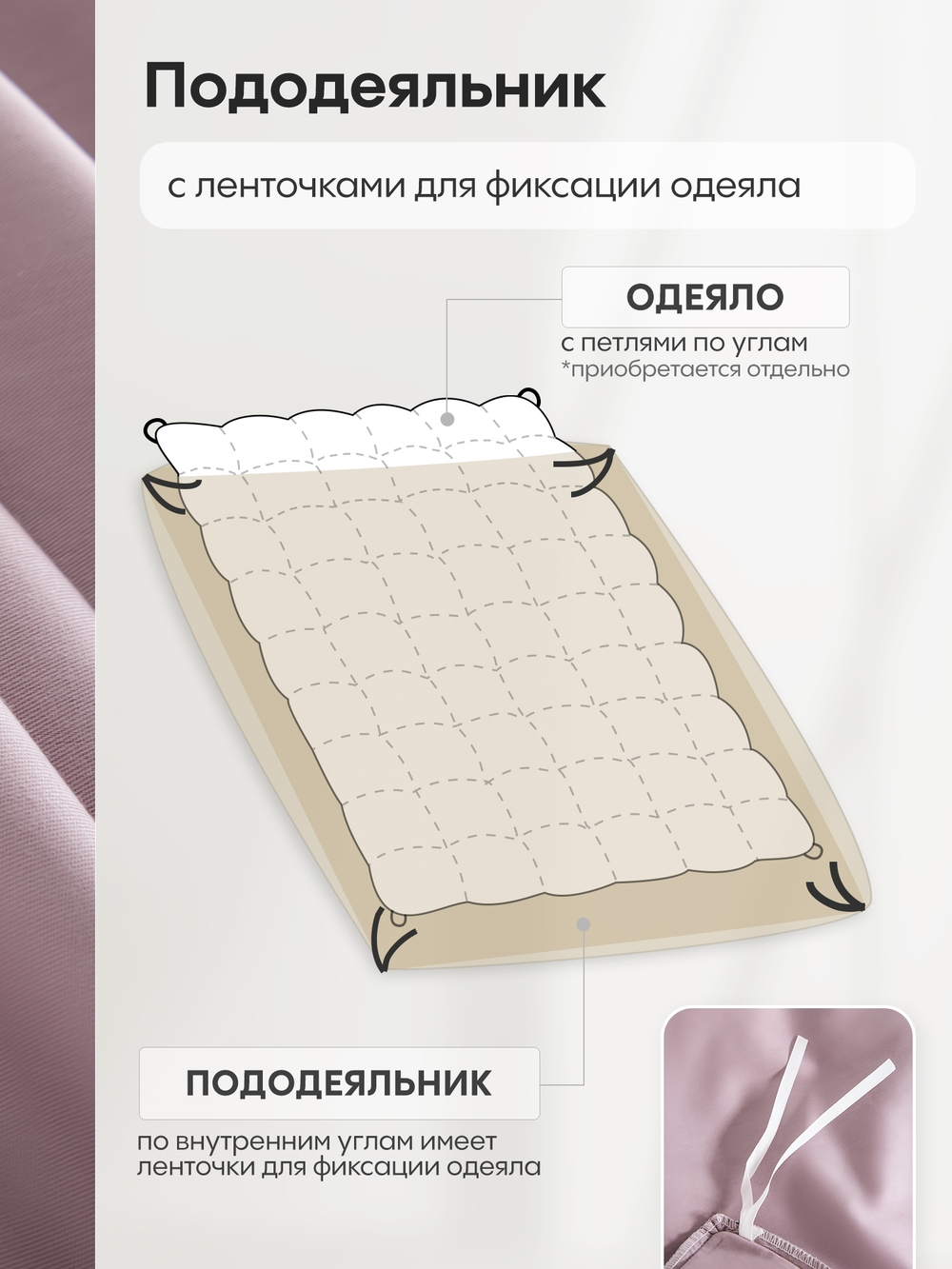 КПБ Однотонный Сатин Элитный на резинке OCER008, 2 спальный, 4 наволочки, простынь 140*200*30