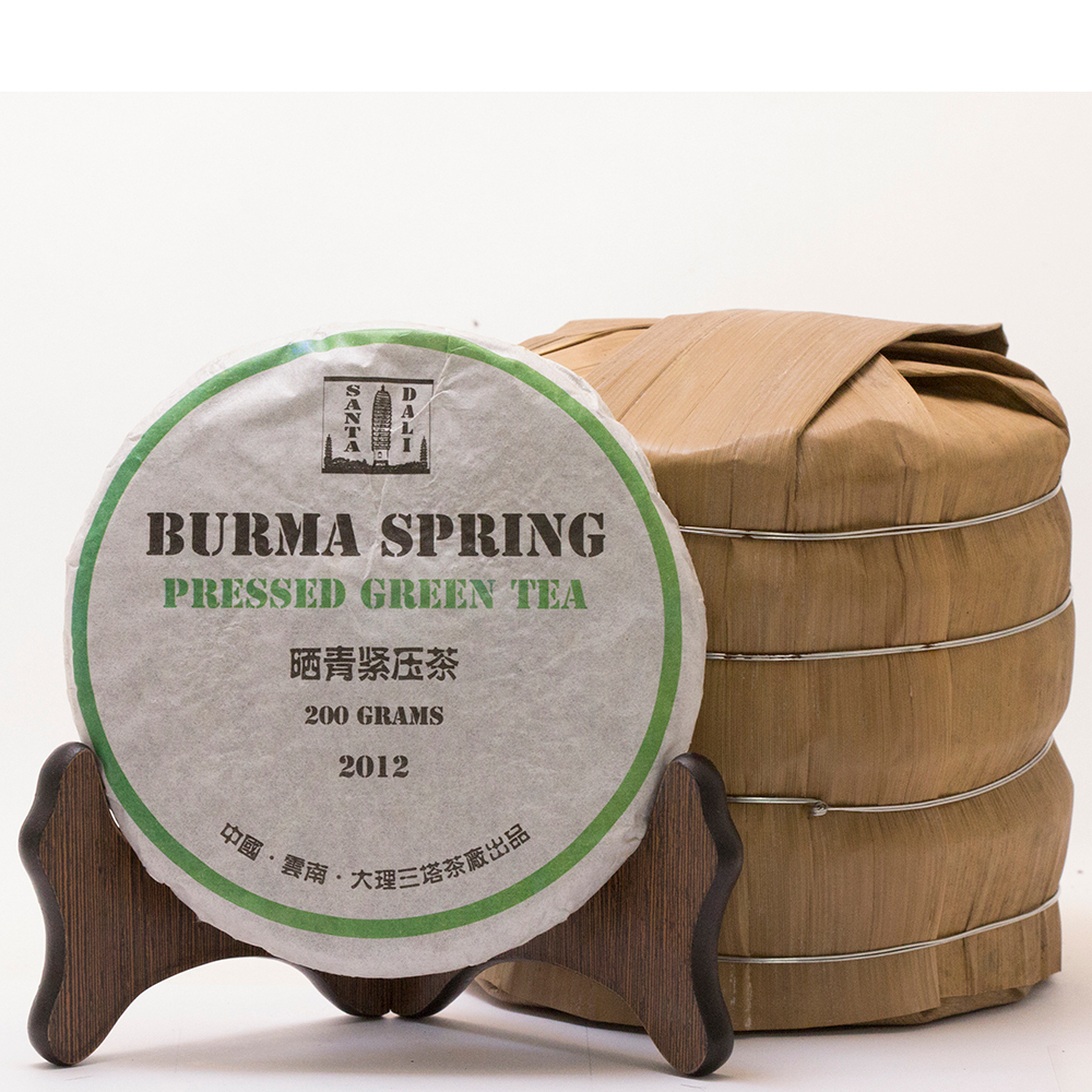 0606к Чай прессованный зеленый Пуэр Шэн "Саньта, Burma Spring", мини бин 200гр