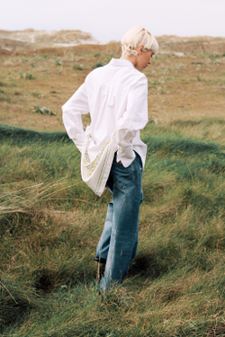 ZARA РУБАШКА ОБЪЕМНОГО КРОЯ С ПРИНТОМ, БЕЛЫЙ