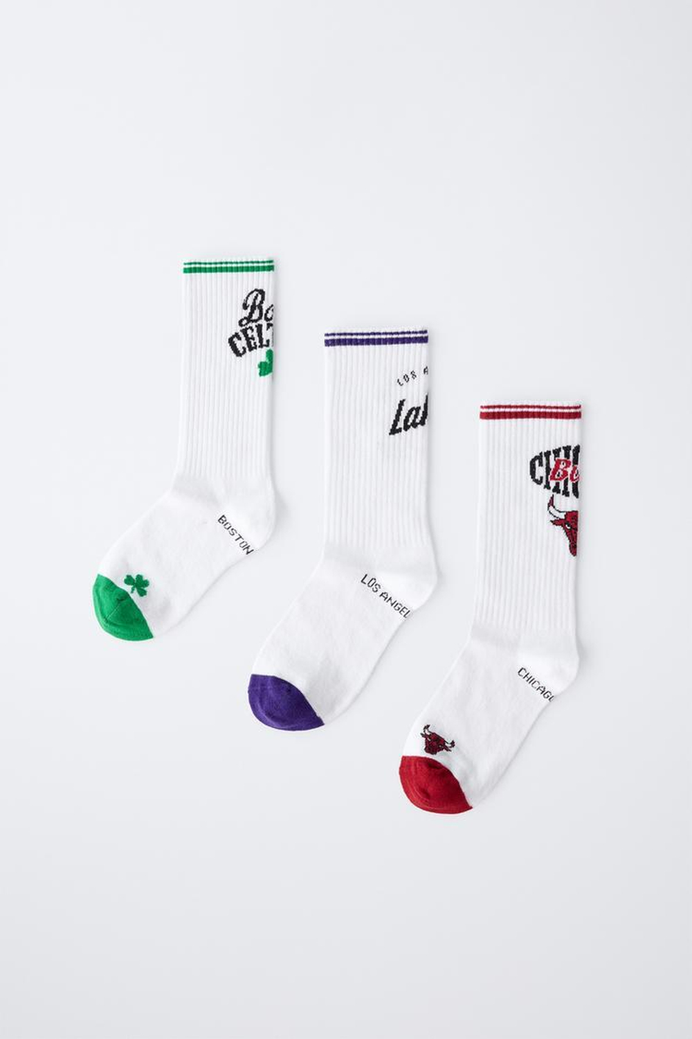 ZARA НАБОР ИЗ 3 ПАР ВЫСОКИХ НОСКОВ NBA©, БЕЛЫЙ