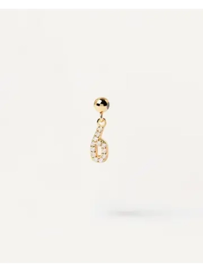 Подвеска-шарм женская PDPaola Цифра 6 серебро 925 пробы покрытое золотом 750 пробы CH01-004-U