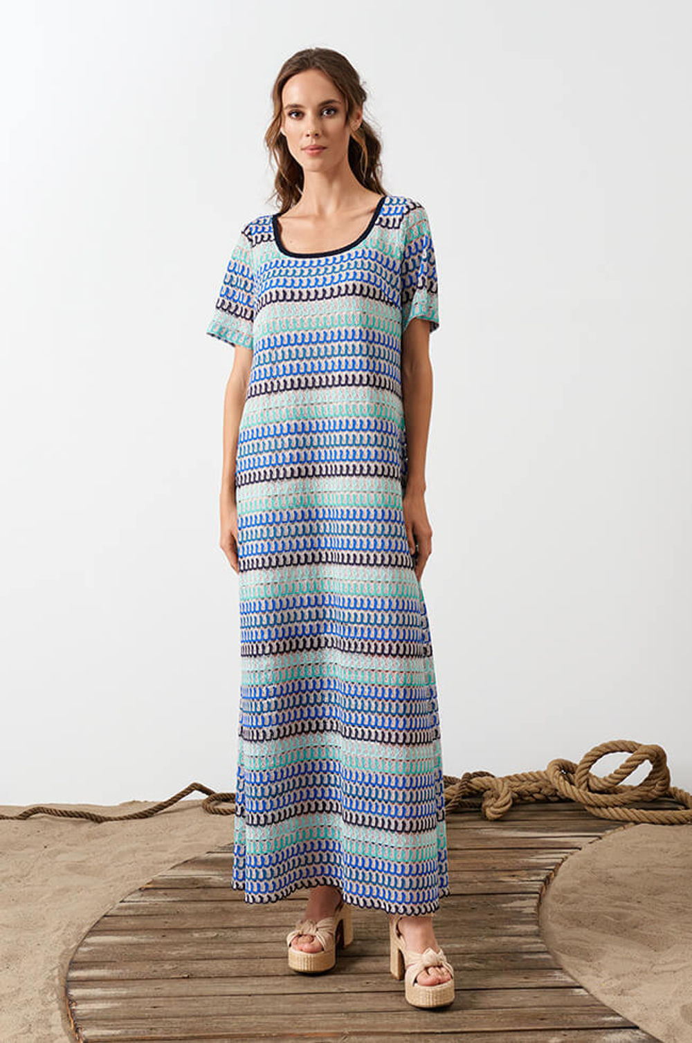 51573 Платье женское (бирюзовый мультиколор)