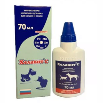 Хелавит с 70 мл минеральная кормовая добавка для кошек и собак