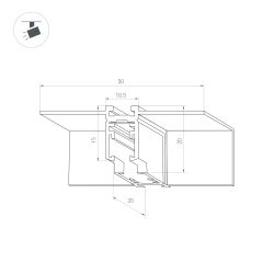 Коннектор угловой MAG-MICROCOSM-CON-FDW-L90-INT (BK, внутренний) (Arlight, IP20) 044525