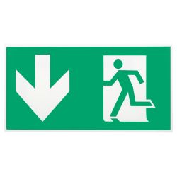 Пиктограмма ЭРА INFO-SSA-118 бэклит 259x128мм Человек-стрелка-вниз зеленая SSA-103 | Наклейки для светильников (знаки безопасности)