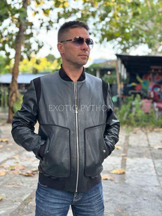 Мужская куртка бомбер из кожи ягненка JT-125