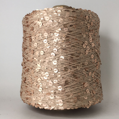 GLAMOUR; 100% хлопок, пайетки 3мм и 6мм; 240м/100гр; цвет: бежево-розовый с сатиновыми розовыми паейтками. Есть мал. бобинка 209гр.