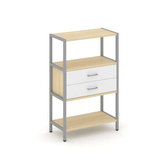 Shelf System Односекционный стеллаж трехярусный с ящиками SN.STM-312 Акация Лорка/Белый/Металл Серый