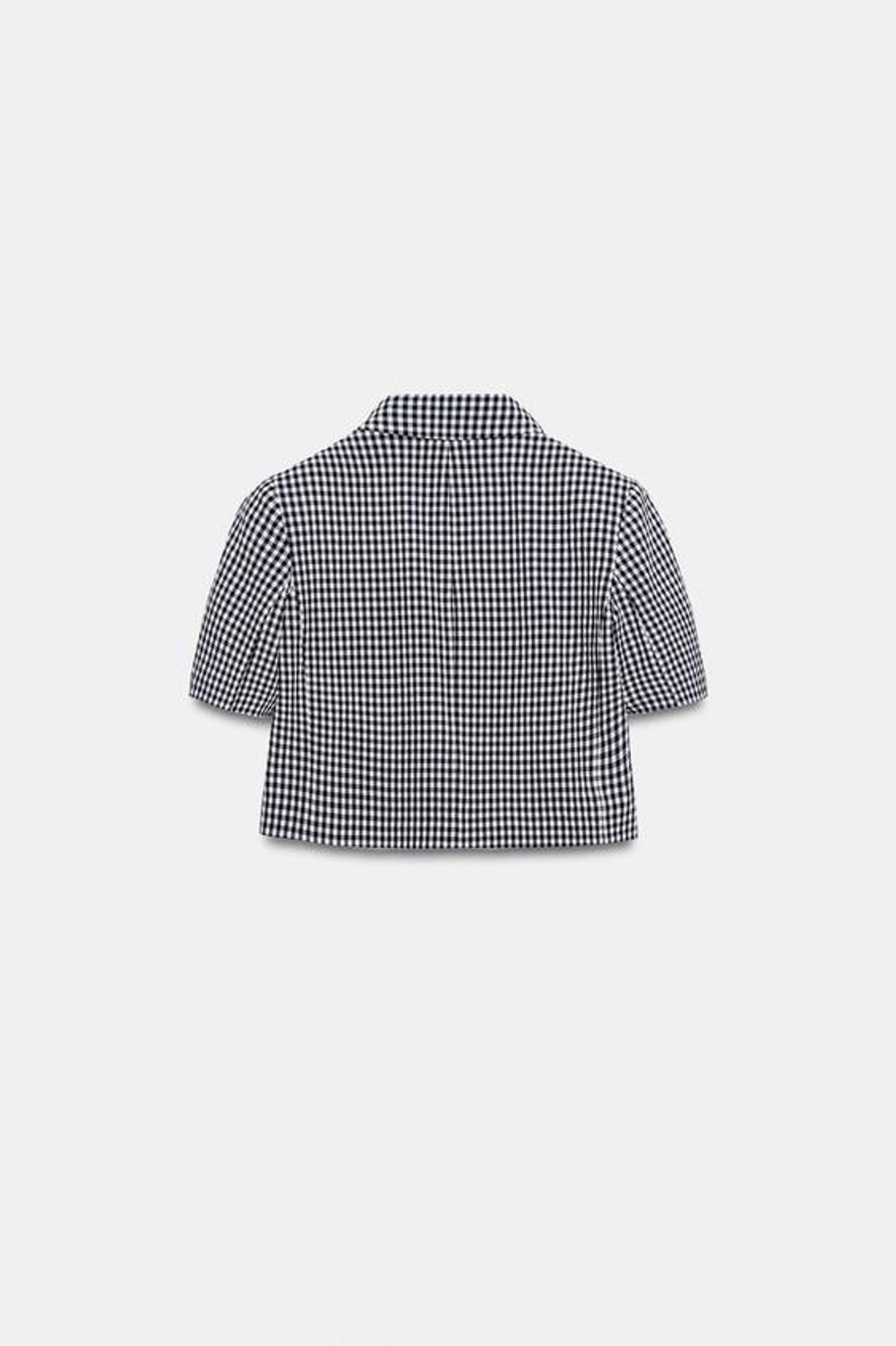 ZARA КОРОТКИЙ БЛЕЙЗЕР В КЛЕТКУ ВИШИ, ТЕМНО-СИНИЙ/БЕЛЫЙ