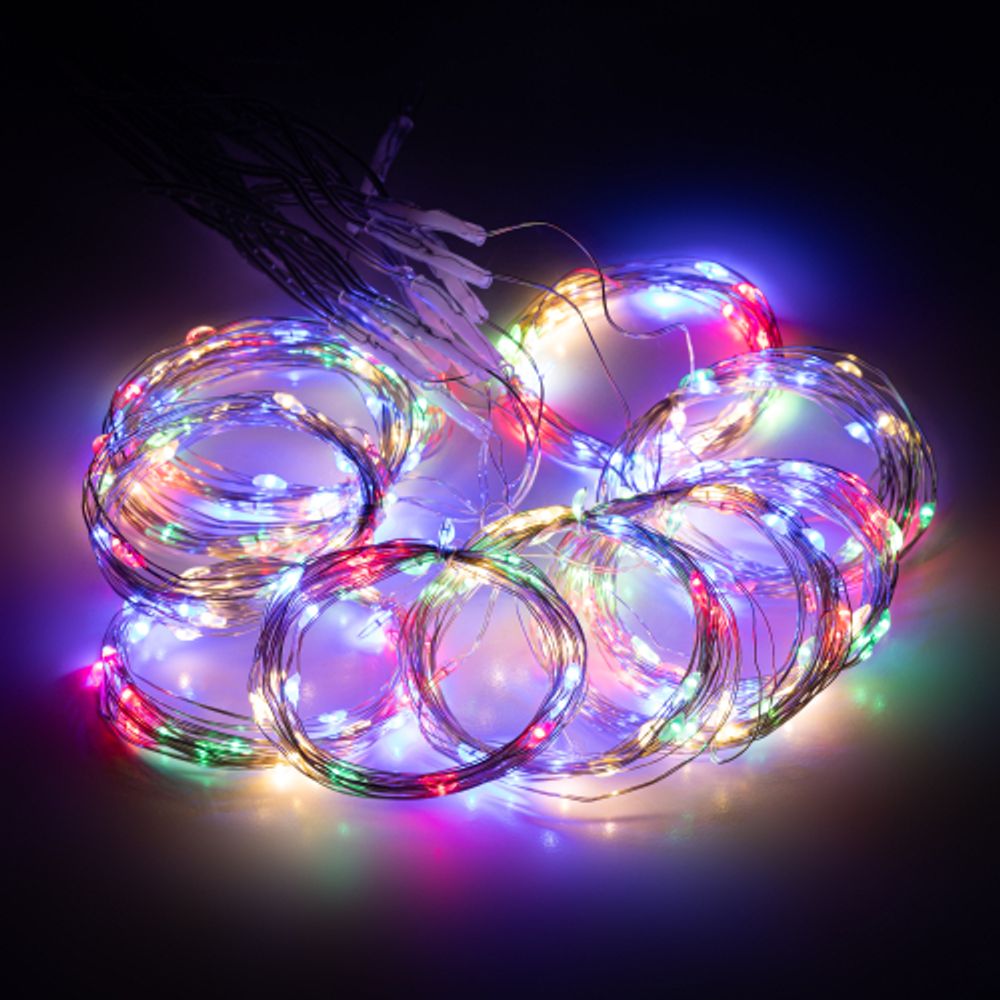 Светодиодная новогодняя гирлянда Intro Holiday INZR-02 занавес 3*3 м мультиколор 240 microled USB | Intro