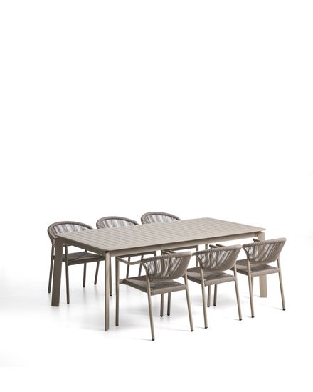 Комплект садовой мебели Brela стол и 6 стульев Livadia из алюминия цвета таупе