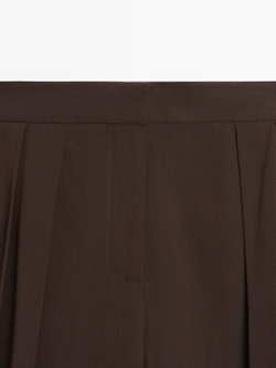 Massimo Dutti Брюки-саруэль с пуговицами, коричневый