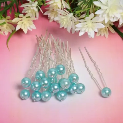 Шпильки для волос в тубе 20шт «Hair Beauty», жемчужинка, микс 4 цвета, d-0.8см