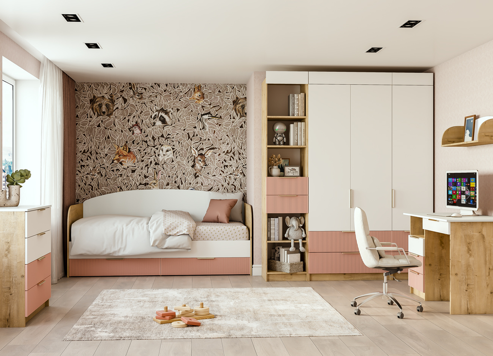 Комод КМД 800.1 Лавис Белый софт/персик софт