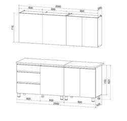 Кухонный гарнитур Den 1,6м Графит серый/Дуб Сонома
