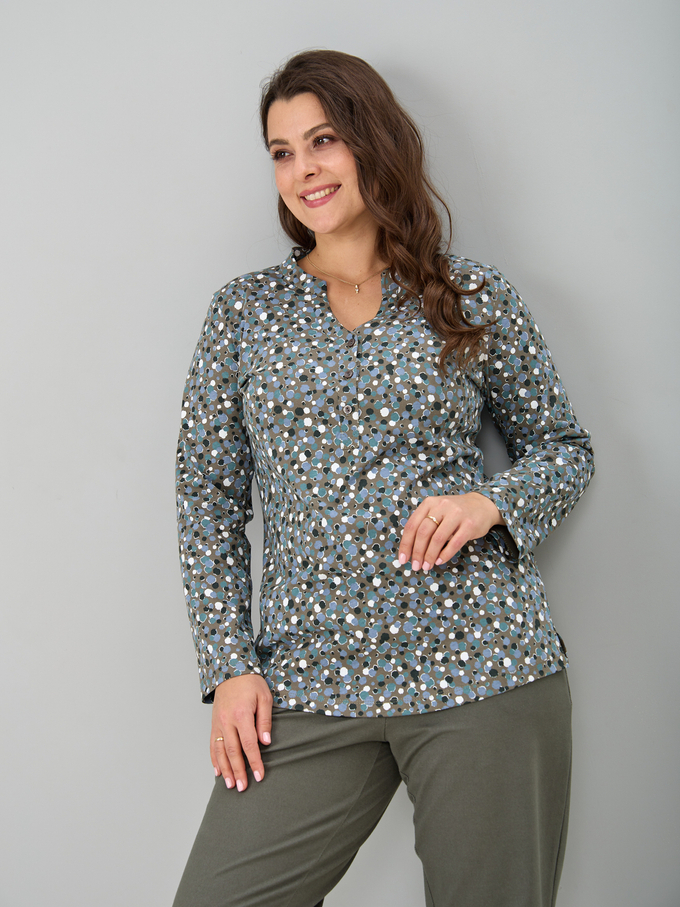 Блузка БЛ-22/хаки-серозеленыйпятна