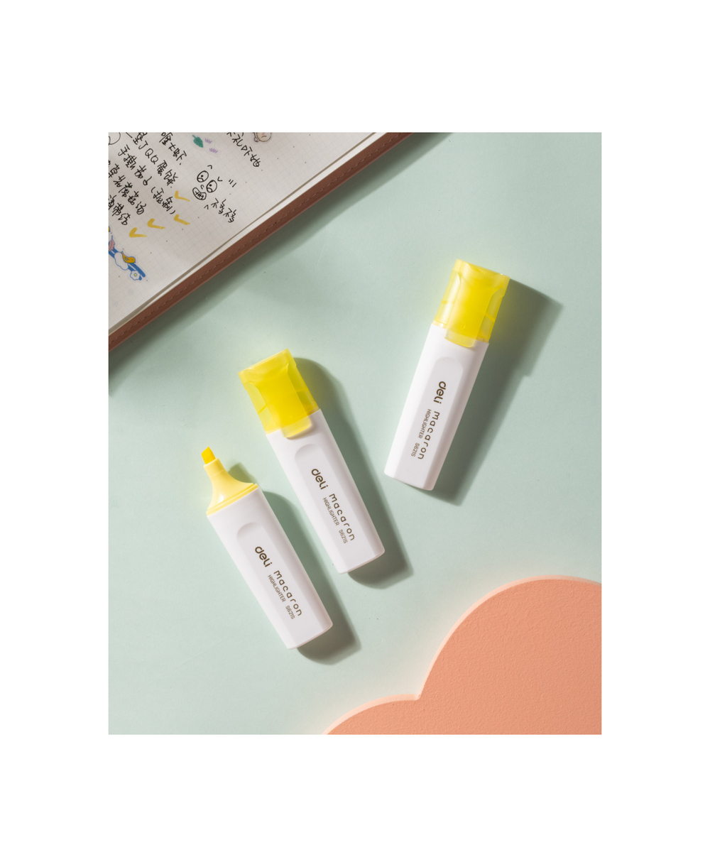 Маркер текстовыделитель DELI Macaron 1-5мм, скошенный, желтый ES621