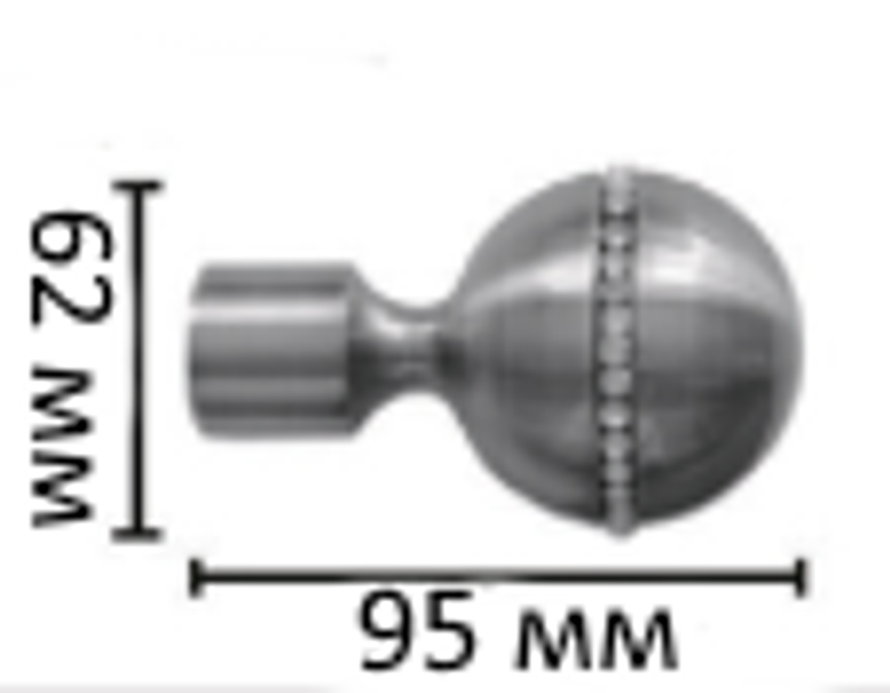 Наконечники "Шар со стразами" для кованых карнизов d25 мм , цвет нержавеющая сталь