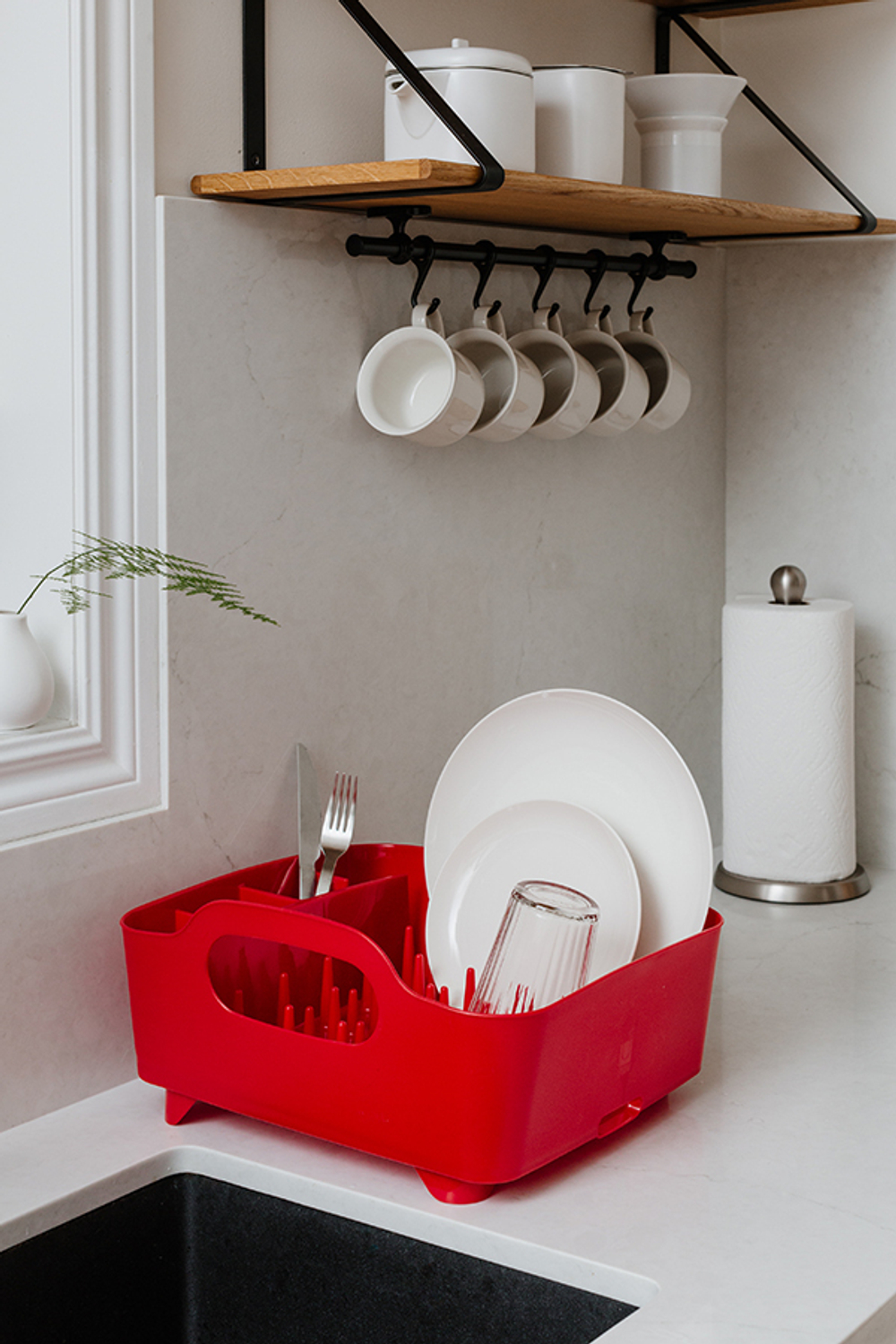 Сушилка для посуды tub красная