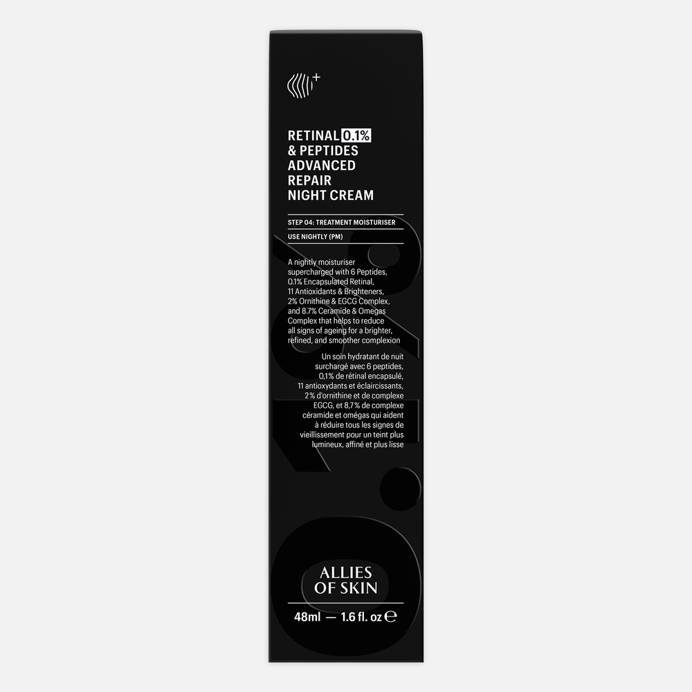 ALLIES OF SKIN 0,1% Retinal & Peptides Advanced Repair Night Cream Усиленный ночной восстанавливающий пептидный крем с 0,1% ретиналем, 48 мл