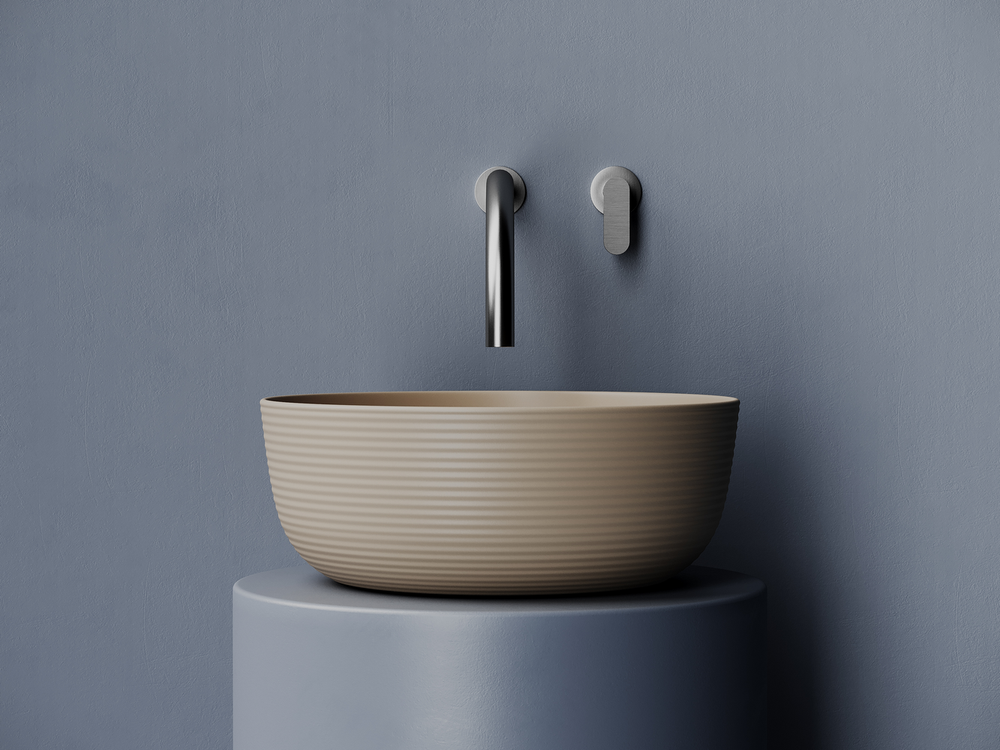 Раковина накладная круглая 356x356x135, цвет капучино матовый