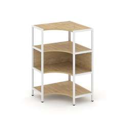 Shelf System Односекционный угловой стеллаж трехярусный SN.STMU-311 Тиквуд Светлый/Металл Белый 810*