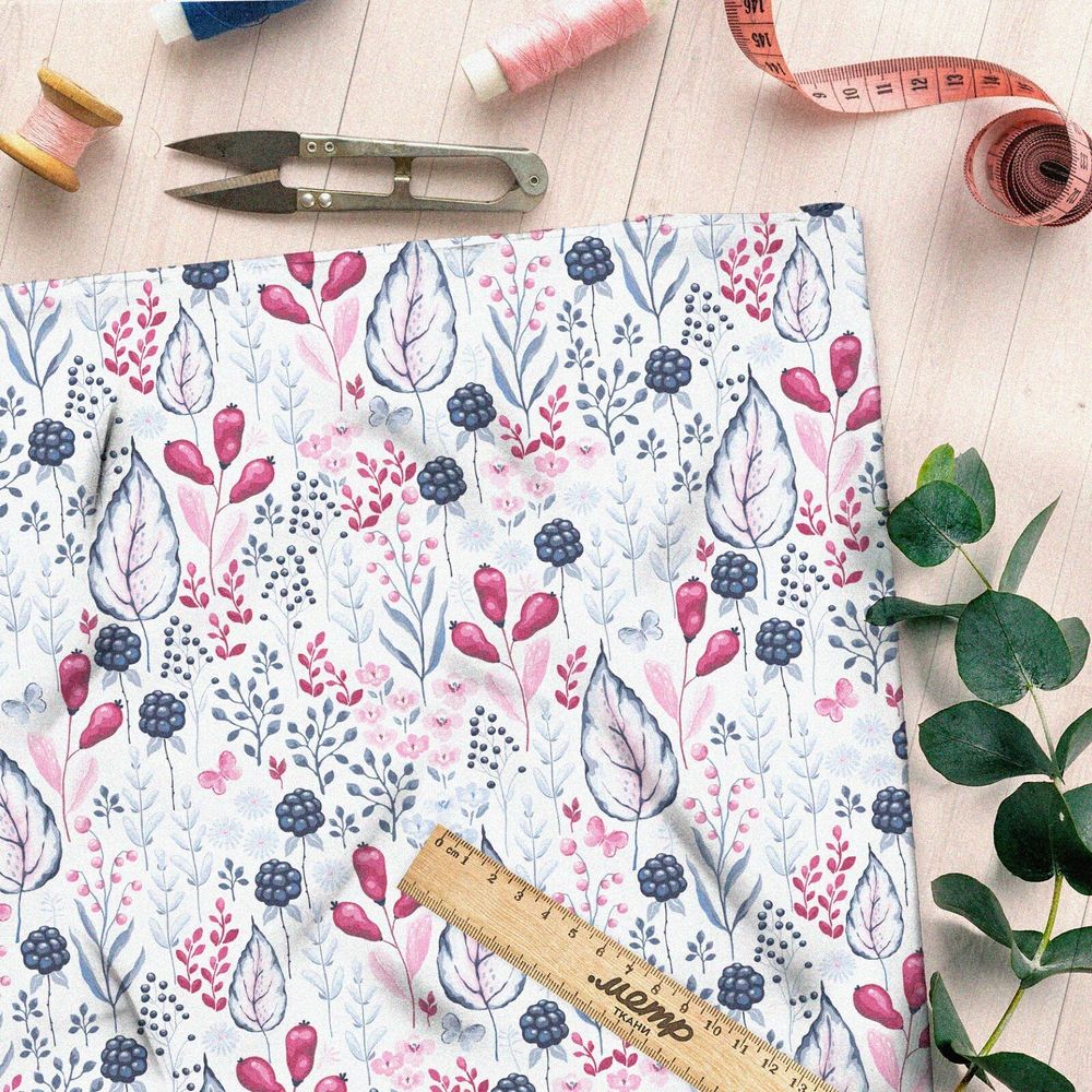 Ткань футер 2-х нитка весенний богатый букет