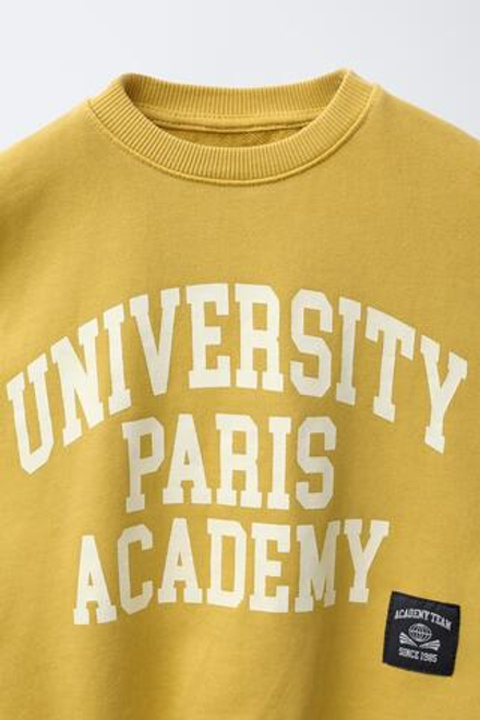 ZARA ТОЛСТОВКА UNIVERSITY С НАДПИСЬЮ, ОХРА