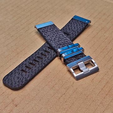 Ремешок 22 мм для Garmin нейлоновый жакардовое плетение, стальные тренчики (Серебристый Черно-серый)