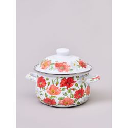 КАСТРЮЛЯ AGNESS ЭМАЛИРОВАННАЯ С ЭМАЛ.КРЫШКОЙ СЕРИЯ "МАКИ", 2.0 Л, 18*11 СМ