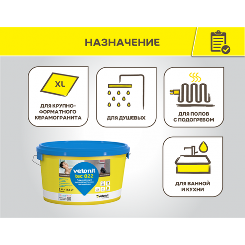 Гидроизоляция готовая Ветонит Тек 822 серая (4кг)