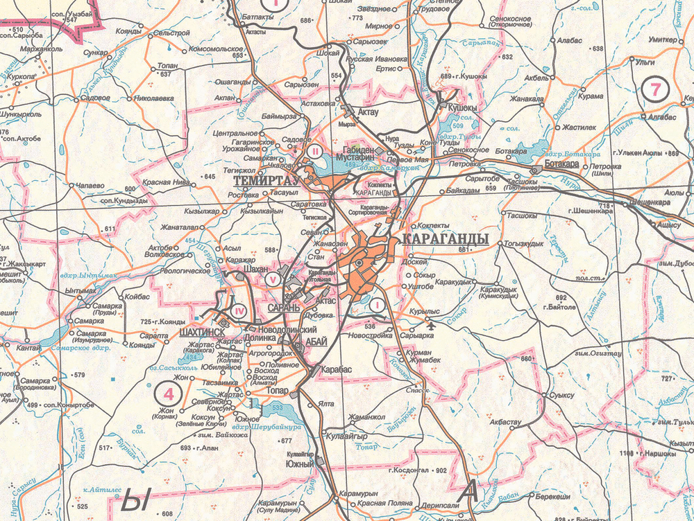 Карта Карагандинской области обновлённая, большая , настенная 2026 год
