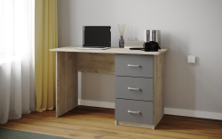 Письменный стол Сити-1, Дуб крафт серый, графит серый