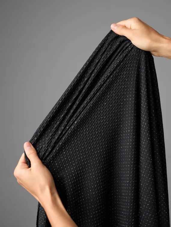 Микрофибра фактурная, жаккард, Турция, черный /золото (мерный лоскут)