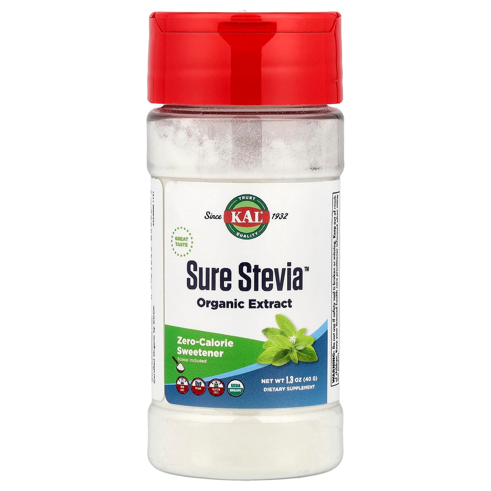 KAL, Organic Sure™, экстракт органической стевии, 40 г (1,3 унции)