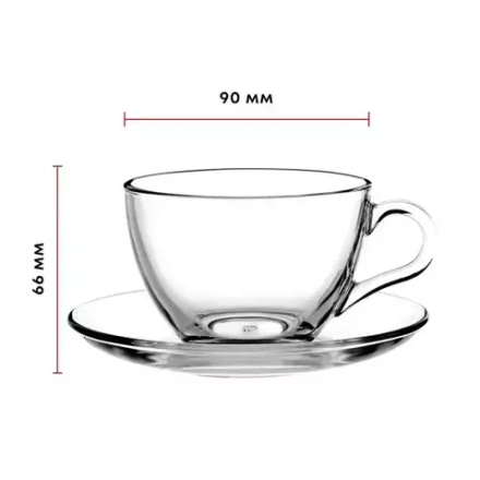 Чайная пара стекло 180мл D=90/136,H=66мм прозр