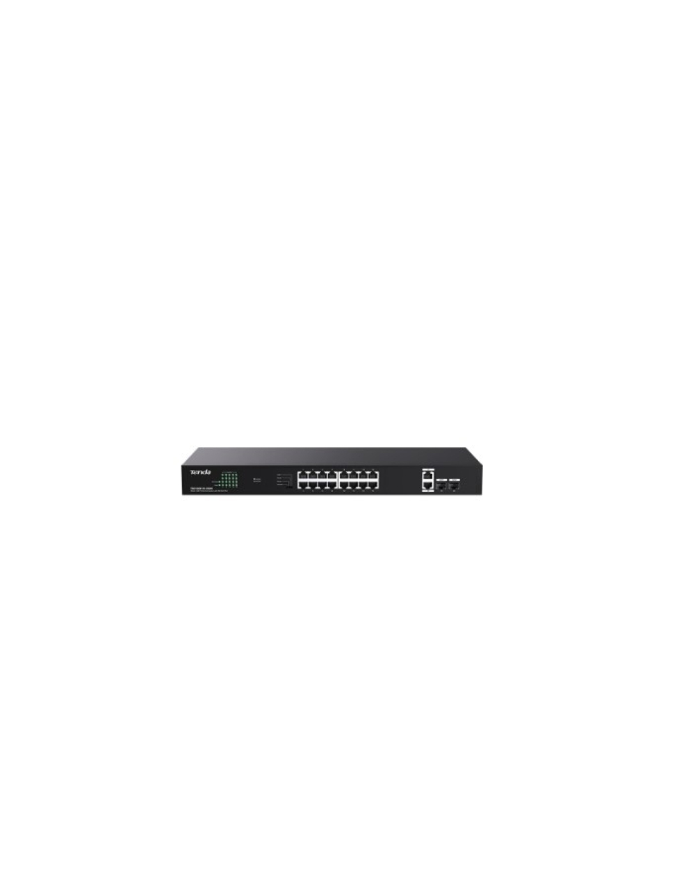 Коммутатор TENDA TEG1120P-16-250W Коммутатор неуправляемый PoE, 18 портов, 18x1 Гбит / с, PoE 16х30 Вт (до 250Вт), SFP 2x1 Гбит / с, установка в стойку