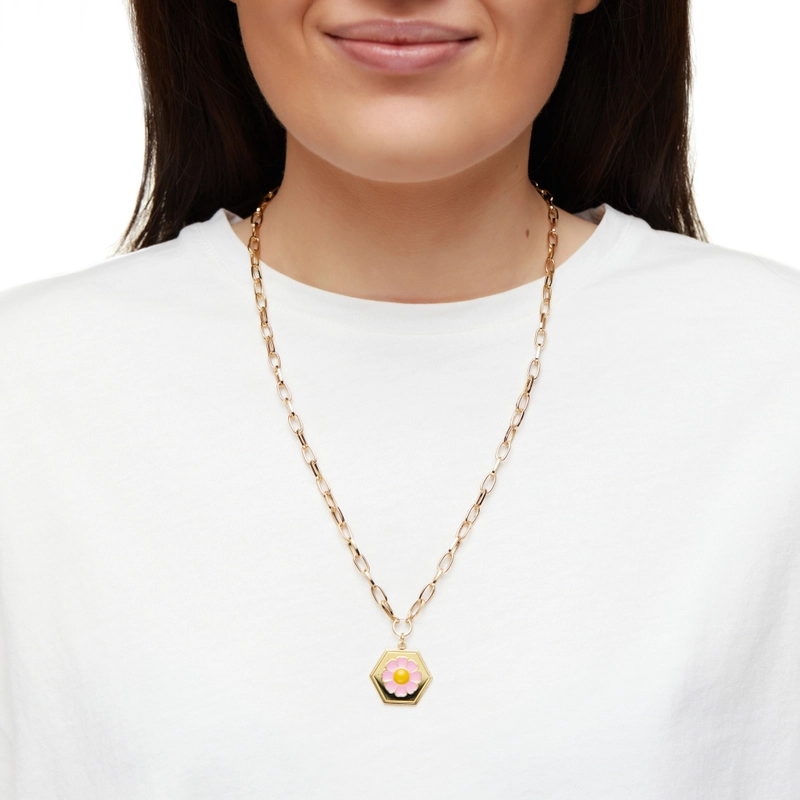 Колье Золотая Розовая Ромашка