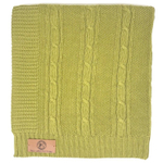 Вязаный плед "Косы" 110х170см (оливковый)