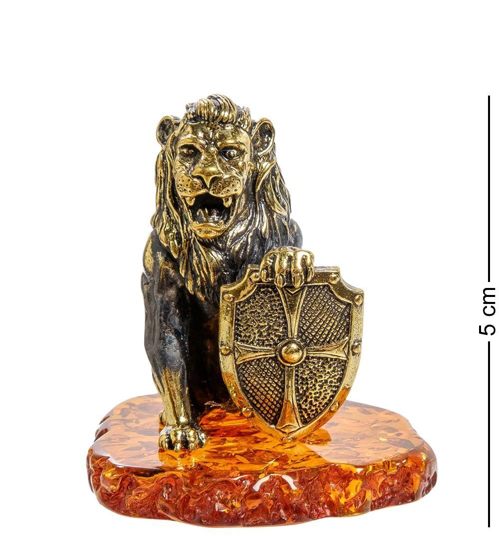 AM-2049 Фигурка «Лев со щитом» (латунь, янтарь)